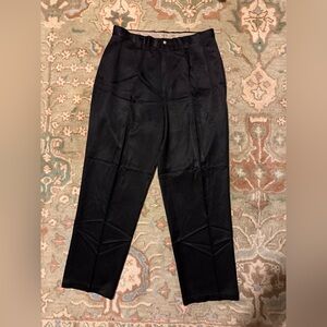 VTG Tommy Bahama Men's Double Pleated 100% Silk Relaxed Black Dress Pants